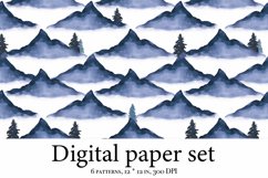 Mountain Landscape Seamless Pattern - Watercolor Mountains Product Image 3