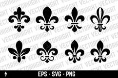 A black and white vector set of twelve fleur-de-lis icons. Product Image 2