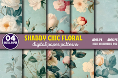 Shabby Chic Floral Digital Paper PNG Product Image 1