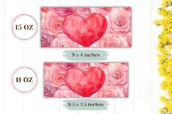 Watercolor Pink Roses Mug Sublimation, Pink Heart Mug Wrap Product Image 2