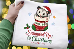 Cute Christmas Opossum Stocking PNG Clipart, Snuggled Up for Product Image 4
