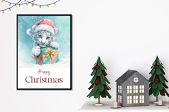Watercolor Christmas Tiger Greeting Card, Winter Card Design Product Image 2