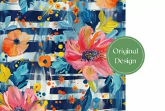 Art Flowers Tumbler Wrap Design, Watercolor Stripes Tumbler Product Image 2