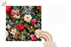 Black Pillow Case Template, Flowers Pillow Sublimation PNG Product Image 2