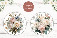 Floral Car Coasters, Watercolor Roses Coaster Template Product Image 2