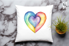 Watercolor Rainbow Layered Heart Clipart Sublimation PNG Product Image 2