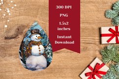 Stained Glass Christmas Earring, Winter Snowman Sublimation Product Image 2