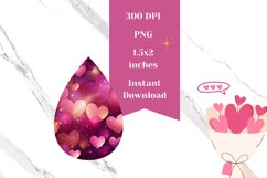 Glitter Hearts Teardrop Earrings, Love Earring Sublimation Product Image 2
