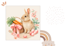 Cute Easter Bunny Pillow Case, Floral Pillow Sublimation Product Image 2