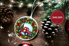 Red Christmas Truck Ornament, Christmas Product Tag Design Product Image 2