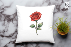 Red Rose Botanical Illustration Clipart Sublimation PNG Product Image 3