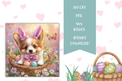 Easter Dog Square Coasters, Easter Basket Square Coasters Product Image 2