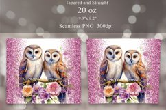 Owls Tumbler Sublimation | Pink Glitter Tumbler Wrap Product Image 2