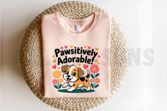 Cartoon Puppy Dog With Hearts And Flowers Graphic Product Image 2