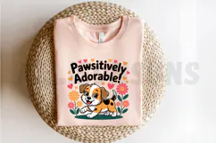 Cartoon Puppy Dog With Hearts And Flowers Graphic Product Image 2