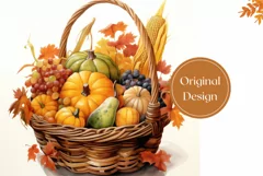 Thanksgiving Basket Tumbler Wrap, Pumpkins Tumbler Design Product Image 2