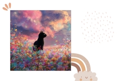 Sunset Pillow Case Design, Black Cat Pillow Sublimation Product Image 2