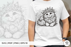 Elegant Floral Cat on Brick Wall Product Image 2
