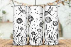 20oz Tumbler laser svg Dandelions and Dragonflies wrap Product Image 2