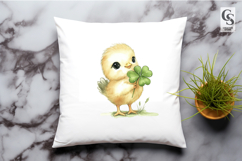 Cute Baby Chick Lucky Clover Clipart Sublimation PNG Product Image 2