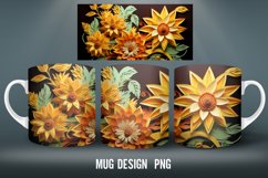 3D flowers Mug Sublimation PNG | Mug Wrap 3D Flowers Product Image 2