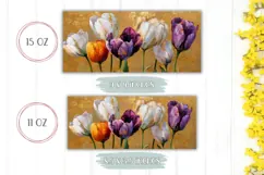 Colorful Tulips Mug Wrap, Gold Mug, Flowers Mug PNG Product Image 2