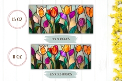 Stained Glass Tulips Mug Wrap, Flowers Mug Sublimation Product Image 2