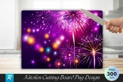 Fireworks in a Purple Cutting Board Sublimation Design Product Image 1