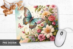 Butterfly and Floral Decoupage Art Mouse Pad PNG Design Product Image 1
