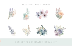 40 Watercolor Flower Clipart PNG, Delicate Floral Ornament Product Image 2