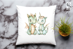 Cute Unicorn Dragon Friends Clipart Sublimation PNG Product Image 2