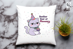 Funny Birthday Cat Clipart Sublimation PNG Product Image 2
