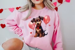 Cute Valentine Dog Clipart, Valentines Day Dog Clipart Product Image 2