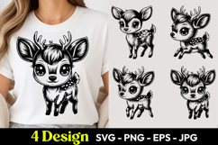 Kawaii Deer Cartoon SVG PNG Product Image 1