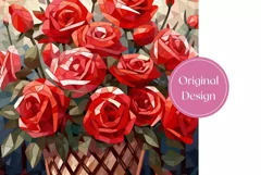 Red Roses Tumbler Wrap Design, Stained Glass Flowers Tumbler Product Image 2