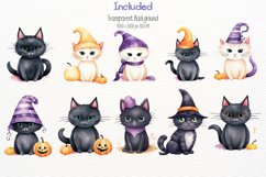 Cat Halloween Watercolor 24 Cliparts Ai Generated Art Product Image 2