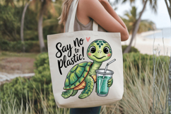 Say no to plastic turtle PNG Sublimation | Earth Day PNG Des Product Image 2