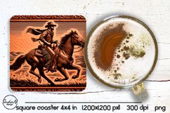 Cowboy tooled leather square coaster designs Product Image 1