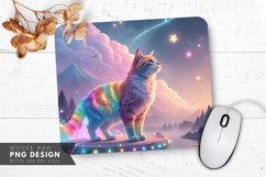 Vibrant Rainbow Cat Ethereal World Mouse Pad PNG Design Product Image 1