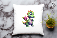 Cute Baby Dinosaur Love Clipart Sublimation PNG Product Image 2