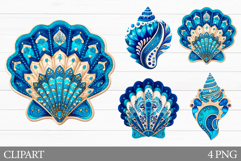 Seashell Clipart. Seashell Sublimation Product Image 1