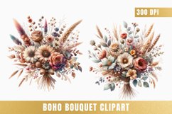 Watercolor boho bouquet clipart, Boho Flowers Bundle Product Image 3