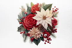 Christmas Flower Bouquet Clipart PNG Product Image 2