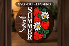 Sweet Summer Door Sign SVG with Strawberries & Daisies Product Image 2