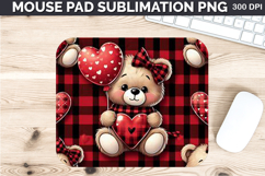 Watercolor Bear Mouse Pad Sublimation - Valentines PNG Product Image 1