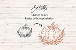 Hand Drawn Pumpkin SVG With Autumn Leaves Product Image 2
