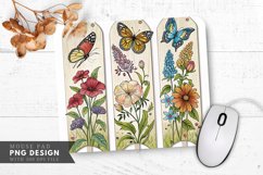 Butterfly and Floral Garden Stakes Mouse Pad PNG Design Product Image 1