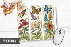 Butterfly and Floral Garden Stakes Mouse Pad PNG Design Product Image 1