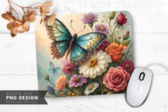 Whimsical Butterflies and Blooms Mouse Pad PNG Design Product Image 1
