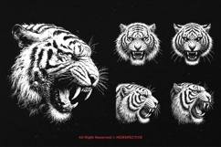 10 Bundle Dark Art White Tiger Animal Angry Beast Tattoo Product Image 3